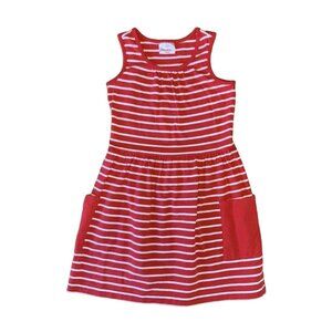 HANNA ANDERSSON Striped Dress Girls 8 130 Red Sleeveless Stripe Pockets Girl HA